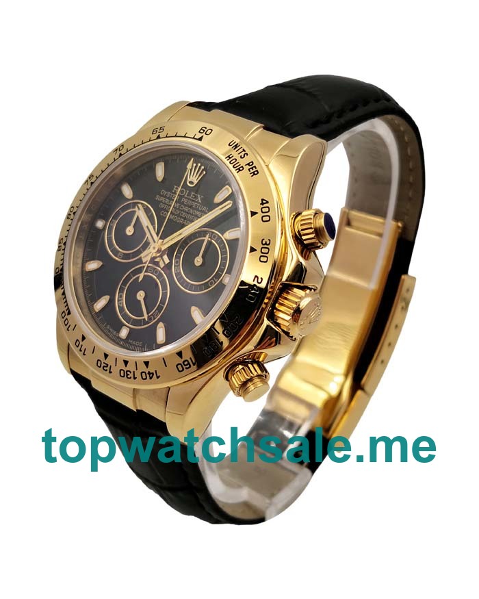 UK Best 1:1 Rolex Daytona 116508 Fake Watches With Black Dials For Men
