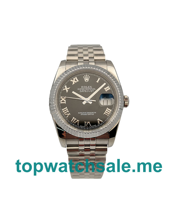 UK High Quality 36 MM Rolex Datejust 116234 Fake Watches With Black Dials For Men