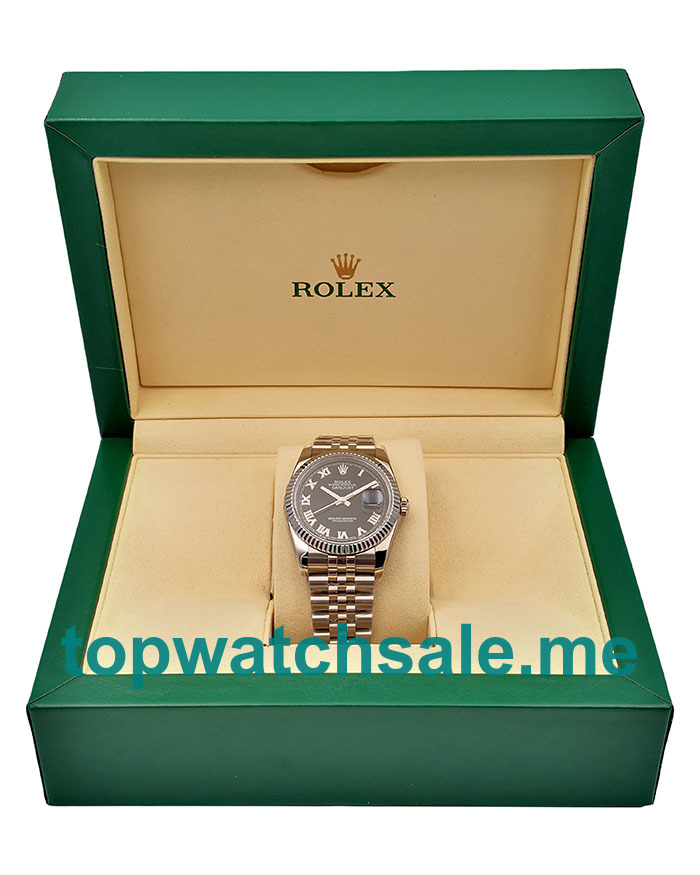 UK High Quality 36 MM Rolex Datejust 116234 Fake Watches With Black Dials For Men