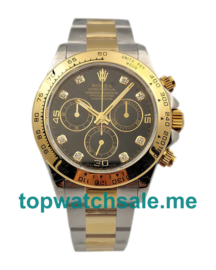 UK Swiss Movement 40 MM Rolex Daytona 116503 Fake Watches With Black Dials For Men