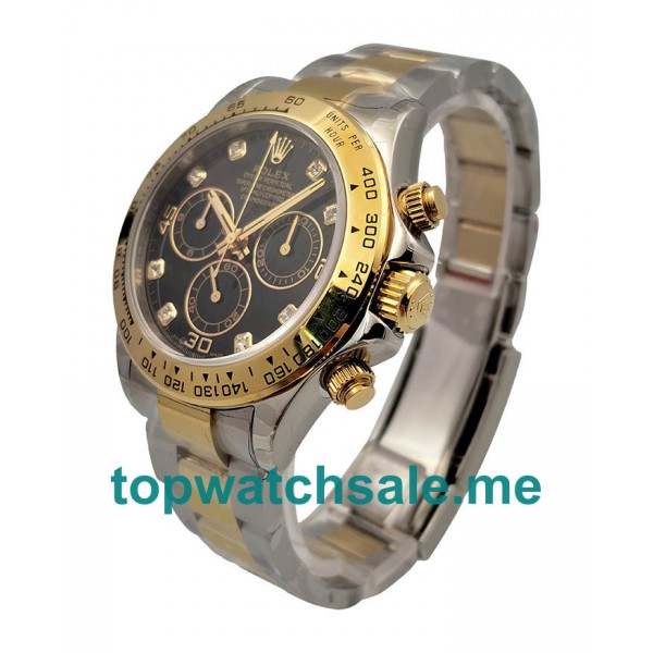 UK Swiss Movement 40 MM Rolex Daytona 116503 Fake Watches With Black Dials For Men