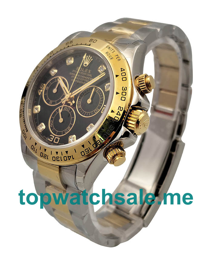 UK Swiss Movement 40 MM Rolex Daytona 116503 Fake Watches With Black Dials For Men