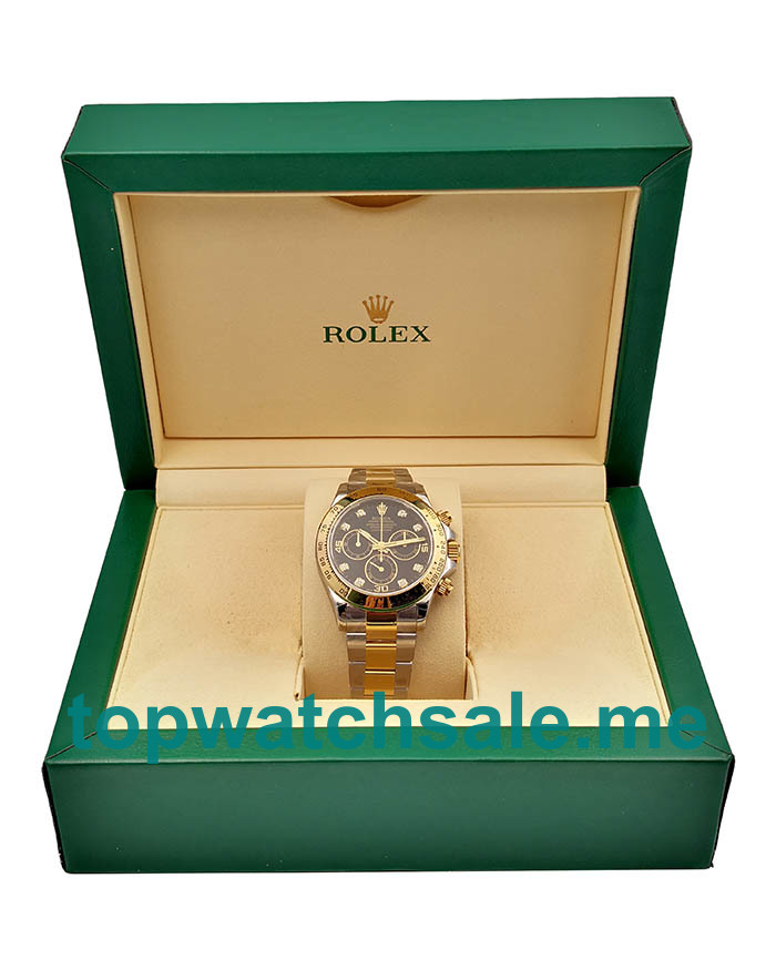 UK Swiss Movement 40 MM Rolex Daytona 116503 Fake Watches With Black Dials For Men