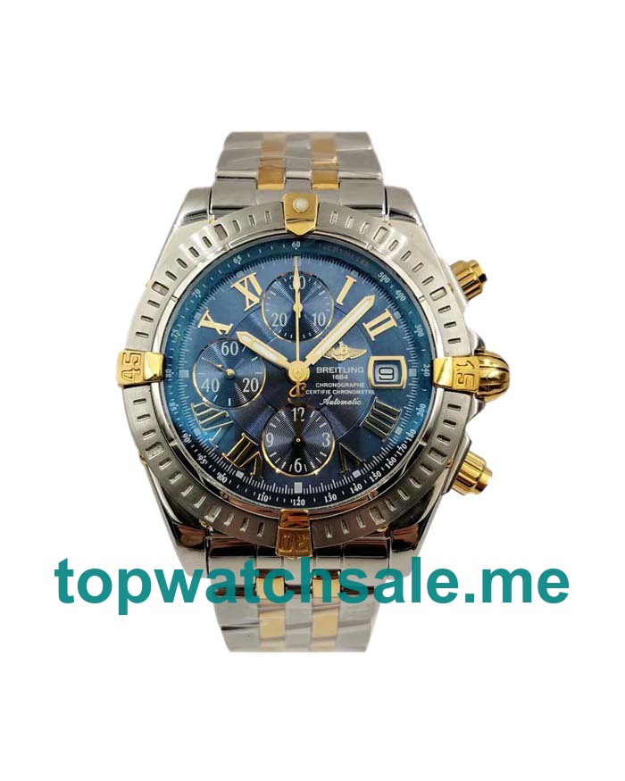 UK Best 1:1 Breitling Chronomat Evolution B13356 Fake Watches With Blue Dials For Men