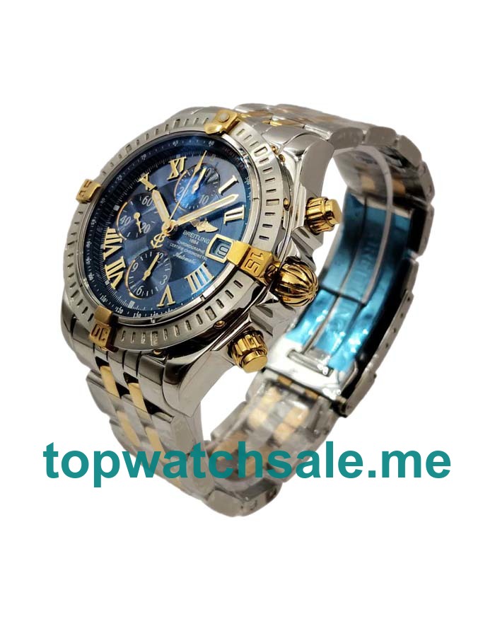 UK Best 1:1 Breitling Chronomat Evolution B13356 Fake Watches With Blue Dials For Men