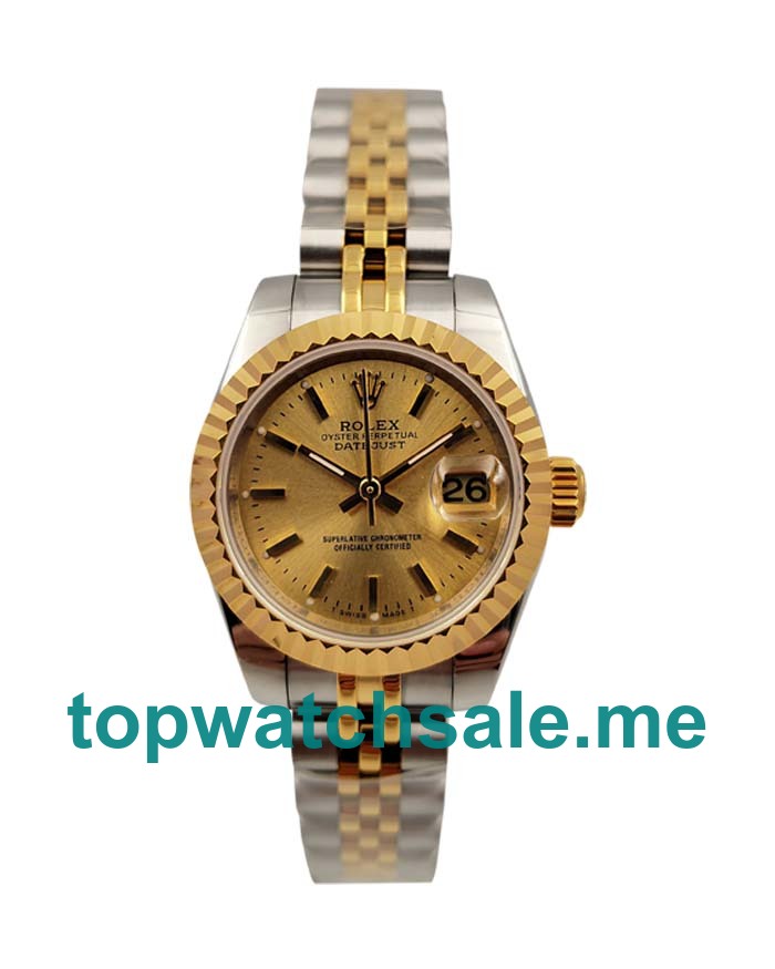 UK Best 1:1 26 MM Rolex Lady-Datejust 76193 Replica Watches With Champagne Dials For Men