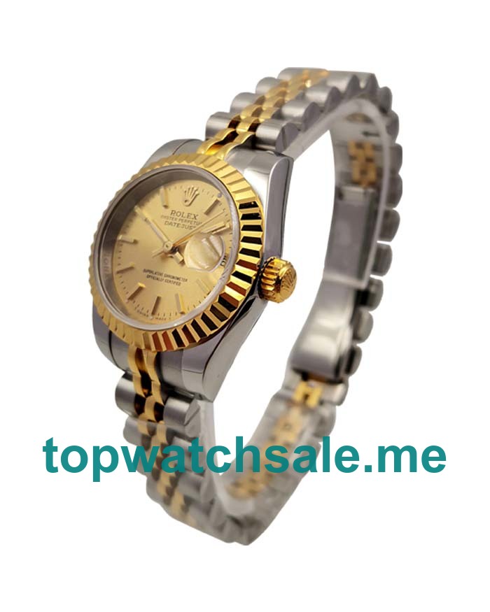 UK Best 1:1 26 MM Rolex Lady-Datejust 76193 Replica Watches With Champagne Dials For Men