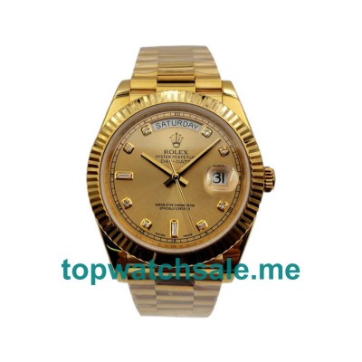 UK High Quality Replica Rolex Day-Date II 218238 41MM KW Yellow Gold Champagne Dial Swiss 3255