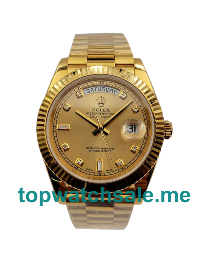 Replica Rolex Day-Date II 218238 41MM KW Yellow Gold Champagne Dial Swiss 3255