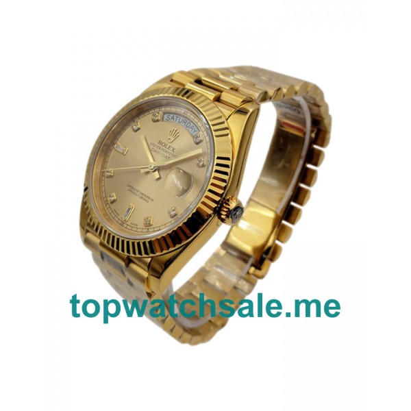 Replica Rolex Day-Date II 218238 41MM KW Yellow Gold Champagne Dial Swiss 3255