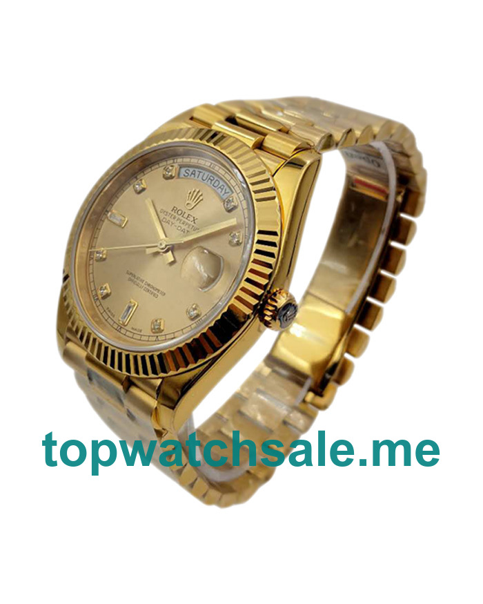 Replica Rolex Day-Date II 218238 41MM KW Yellow Gold Champagne Dial Swiss 3255