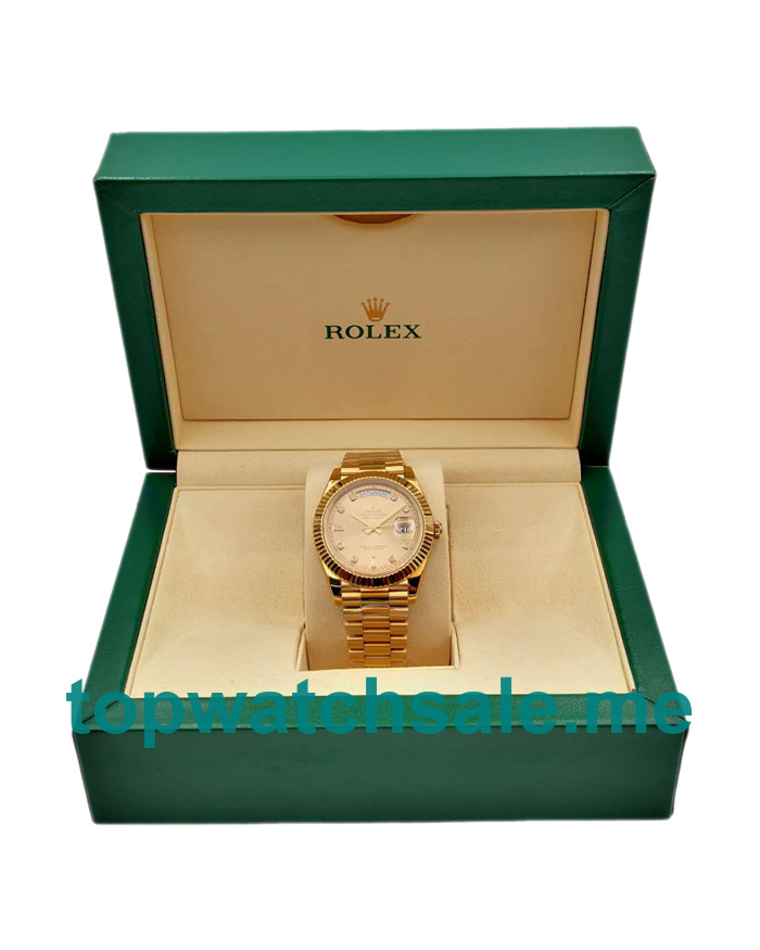 UK High Quality Replica Rolex Day-Date II 218238 41MM KW Yellow Gold Champagne Dial Swiss 3255