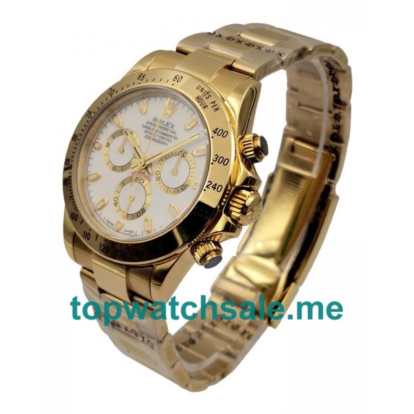 AAA Quality 40 MM Rolex Daytona 116528 Replica Watches With White Dials For Sale