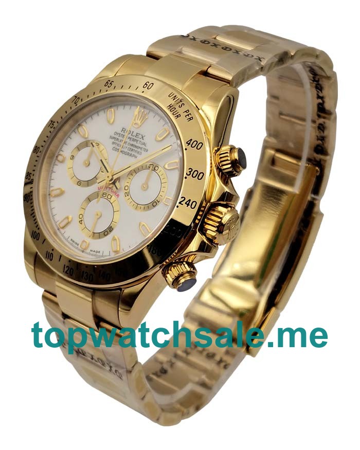 AAA Quality 40 MM Rolex Daytona 116528 Replica Watches With White Dials For Sale