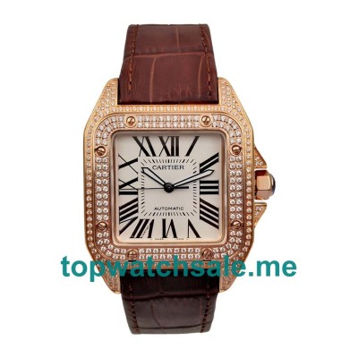 UK Perfect Replica Cartier Santos WM502151 - 38x38 MM Watches With Rose Gold Cases