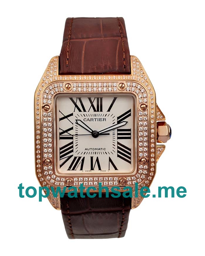 UK Perfect Replica Cartier Santos WM502151 - 38x38 MM Watches With Rose Gold Cases