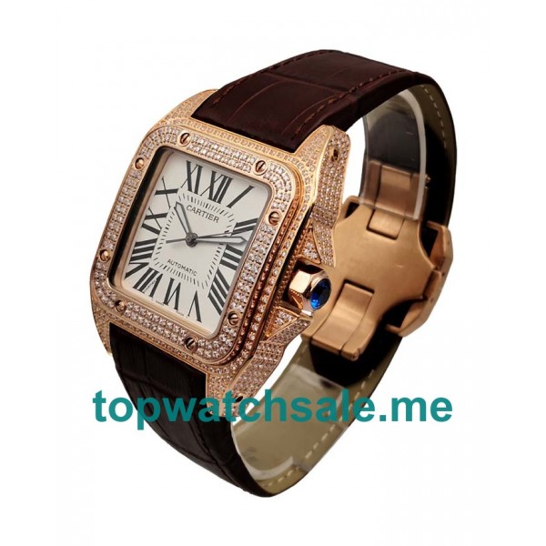 UK Perfect Replica Cartier Santos WM502151 - 38x38 MM Watches With Rose Gold Cases