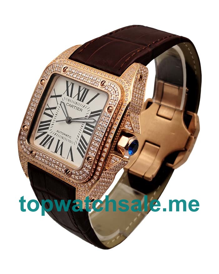UK Perfect Replica Cartier Santos WM502151 - 38x38 MM Watches With Rose Gold Cases