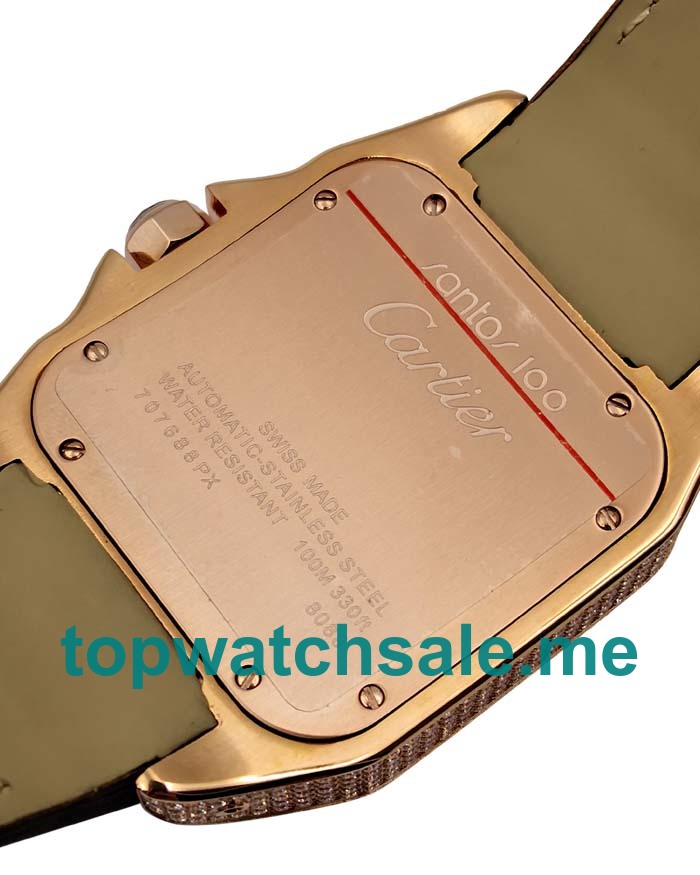 UK Perfect Replica Cartier Santos WM502151 - 38x38 MM Watches With Rose Gold Cases