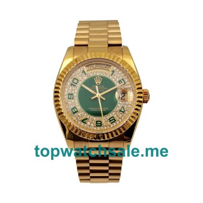 UK Best 1:1 36MM Rolex Day-Date 118348 Replica Watches With Green Dials For Men