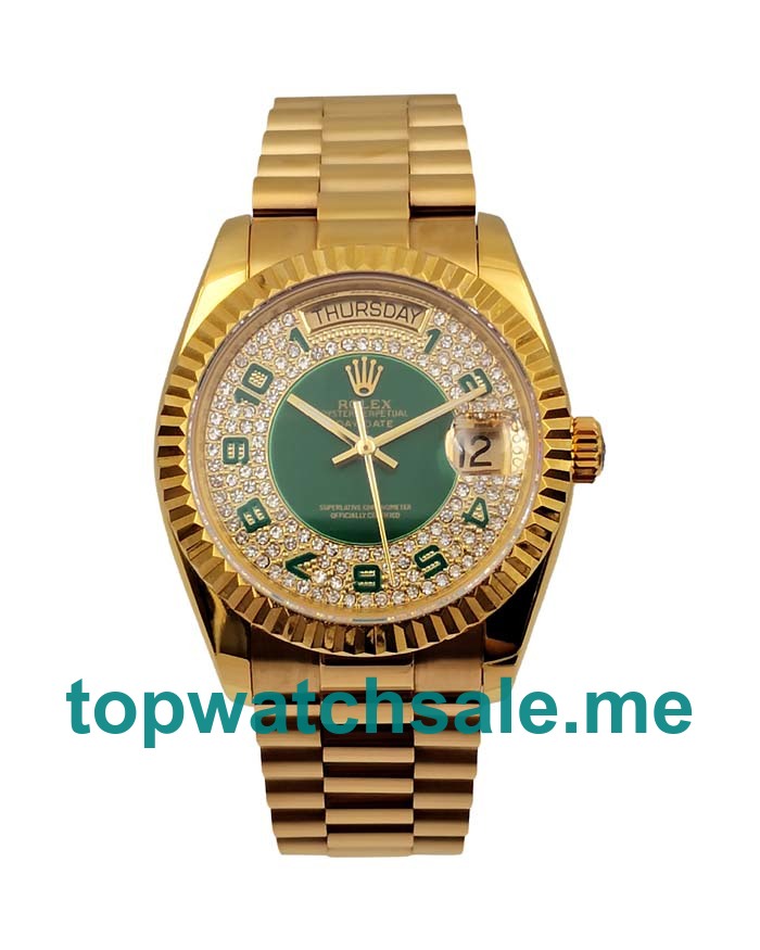 UK Best 1:1 36MM Rolex Day-Date 118348 Replica Watches With Green Dials For Men