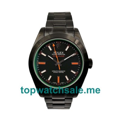 UK Perfect Replica Rolex Milgauss 116400 GV Watches With Black Dials For Men