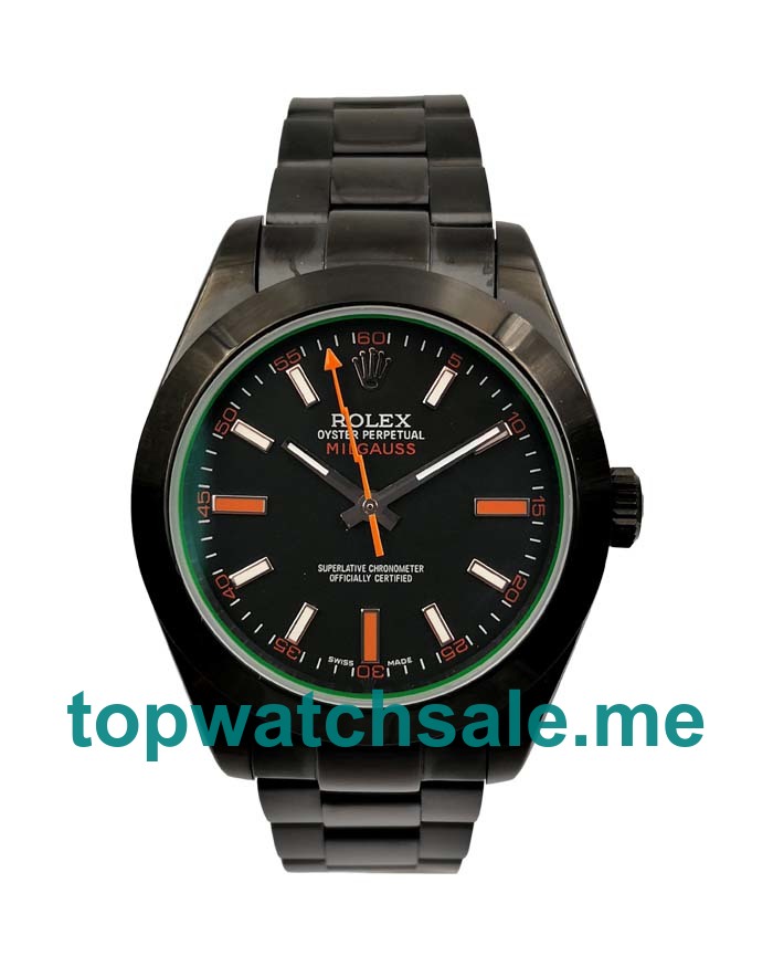 UK Perfect Replica Rolex Milgauss 116400 GV Watches With Black Dials For Men