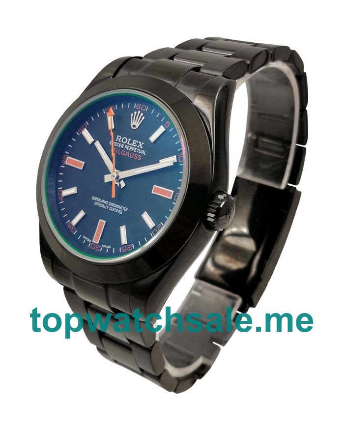UK Perfect Replica Rolex Milgauss 116400 GV Watches With Black Dials For Men