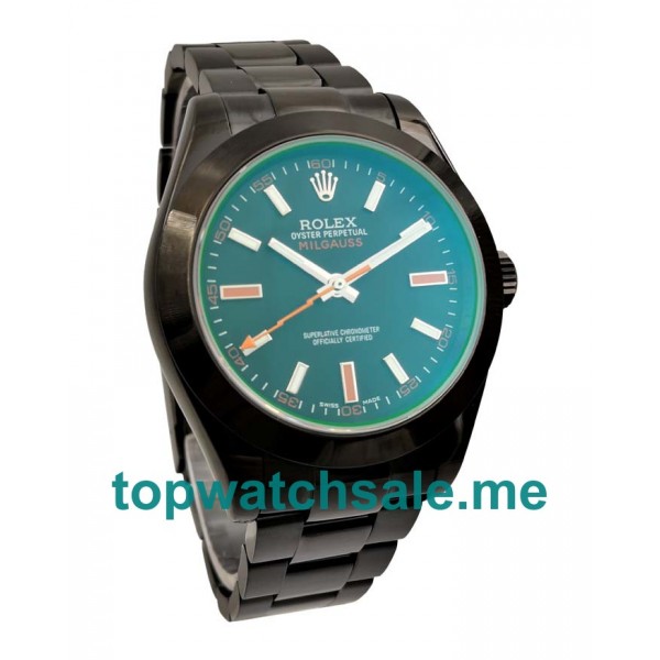 UK Perfect Replica Rolex Milgauss 116400 GV Watches With Black Dials For Men