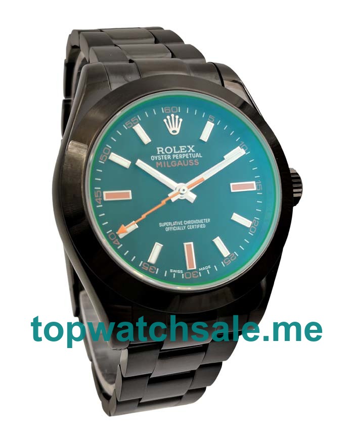 UK Perfect Replica Rolex Milgauss 116400 GV Watches With Black Dials For Men
