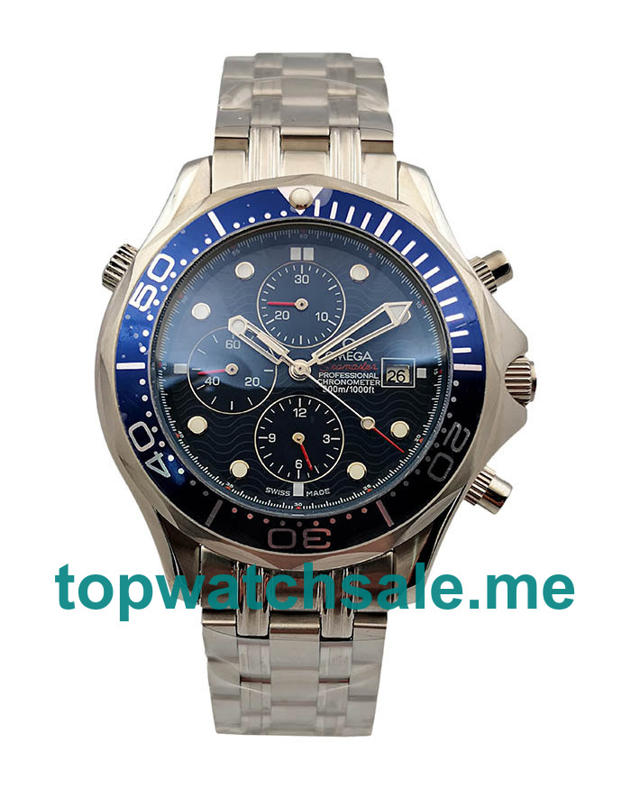 UK AAA Quality Omega Seamaster Chrono Diver 2599.80.00 Replica Watches With Blue Dials For Men