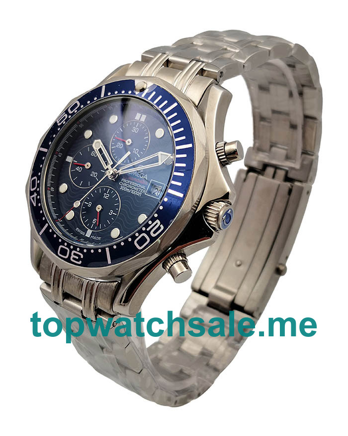 UK AAA Quality Omega Seamaster Chrono Diver 2599.80.00 Replica Watches With Blue Dials For Men