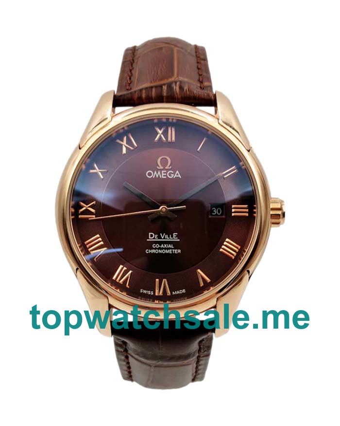UK Best Quality Omega De Ville Hour Vision 431.53.41.21.13.001 Replica Watches With Brown Dials