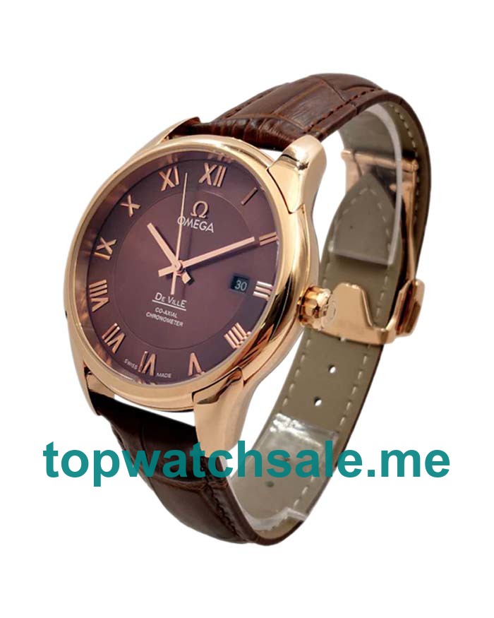 UK Best Quality Omega De Ville Hour Vision 431.53.41.21.13.001 Replica Watches With Brown Dials