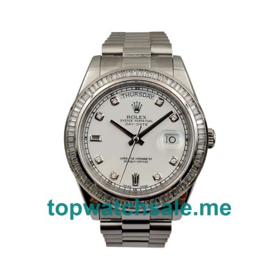 UK Swiss Made Rolex Day-Date 118346 Replica Watches With White Dials For Men