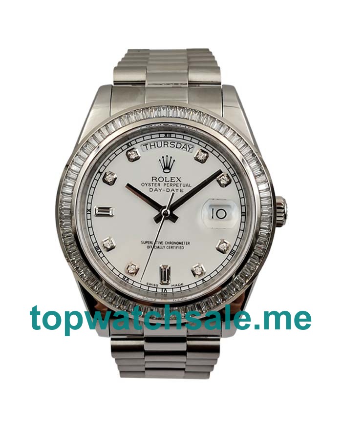 UK Swiss Made Rolex Day-Date 118346 Replica Watches With White Dials For Men