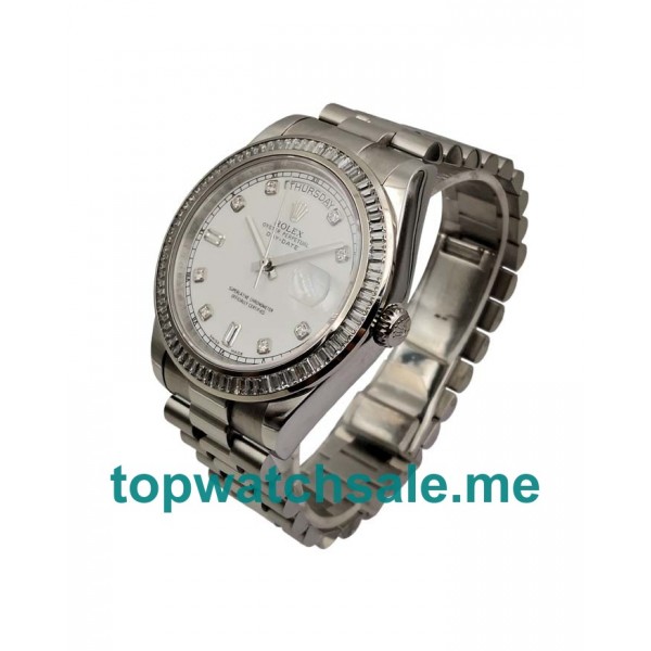 UK Swiss Made Rolex Day-Date 118346 Replica Watches With White Dials For Men