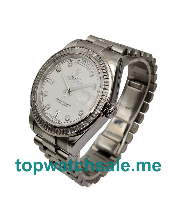 UK Swiss Made Rolex Day-Date 118346 Replica Watches With White Dials For Men