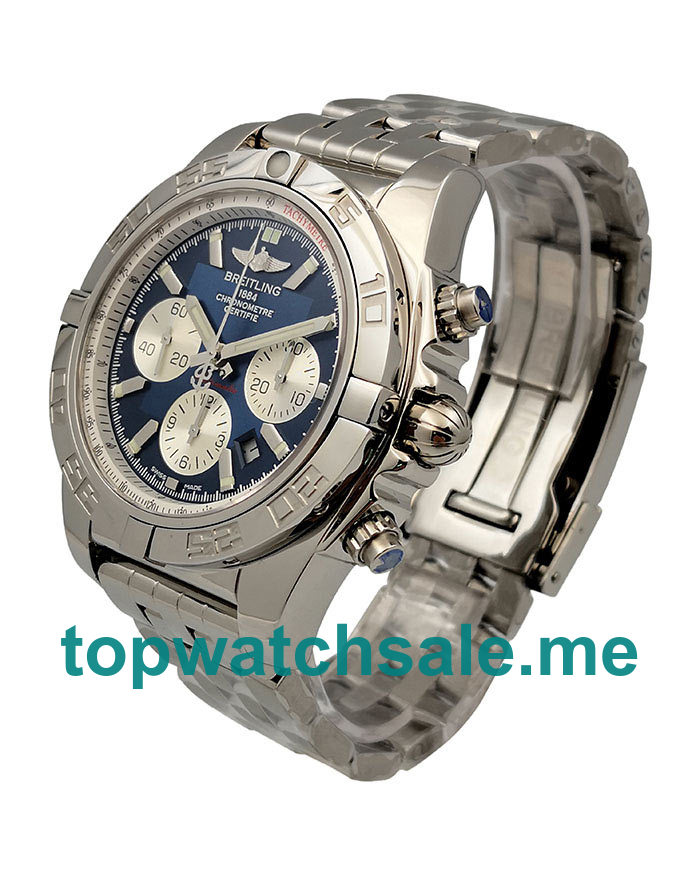 UK Cheap Breitling Chronomat A011C88PA Fake Watches With Blue Dials For Men