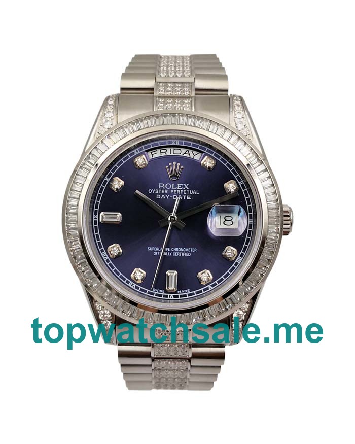 UK Swiss Movement Rolex Day-Date 118346 Fake Watches With Blue Dials For Sale
