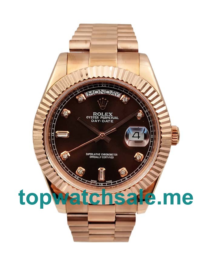 UK Best Quality Rolex Day-Date 218235 Replica Watches With Brown Dials For Men