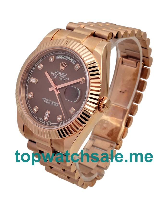 UK Best Quality Rolex Day-Date 218235 Replica Watches With Brown Dials For Men