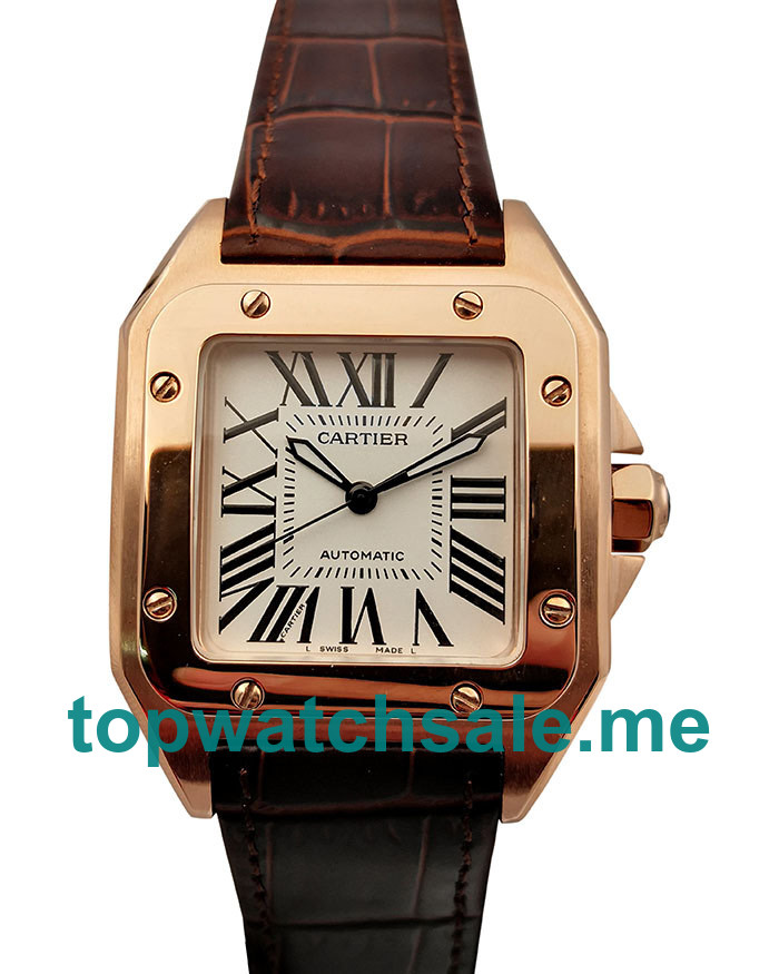 UK Best 1:1 Cartier Santos 100 W20108Y1 Replica Watches With Silver Dials For Women