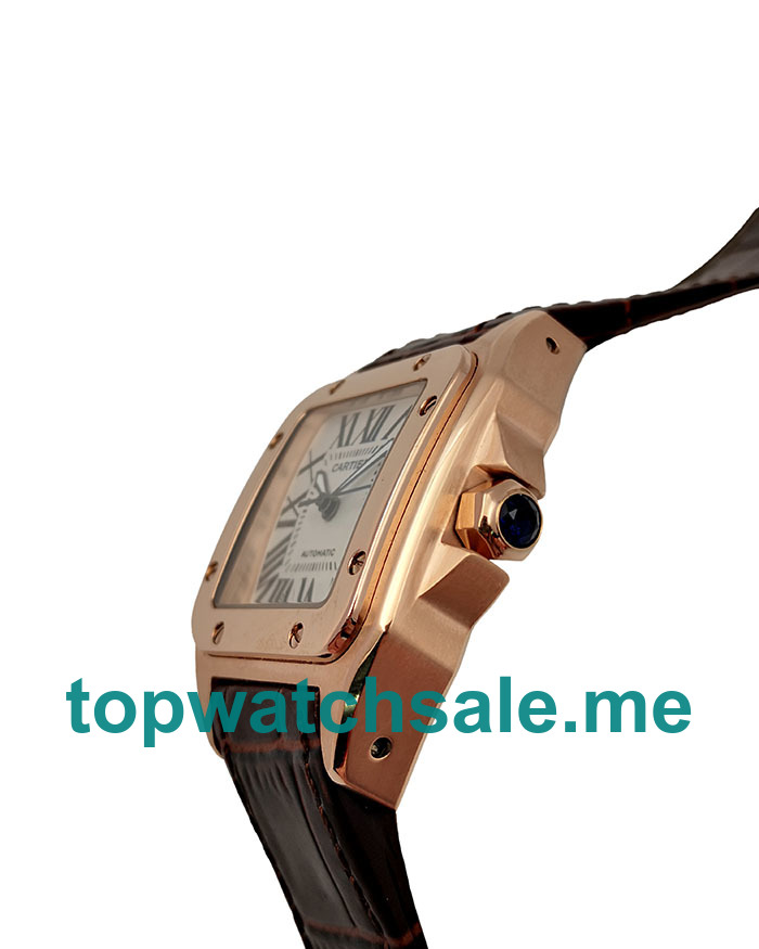 UK Best 1:1 Cartier Santos 100 W20108Y1 Replica Watches With Silver Dials For Women