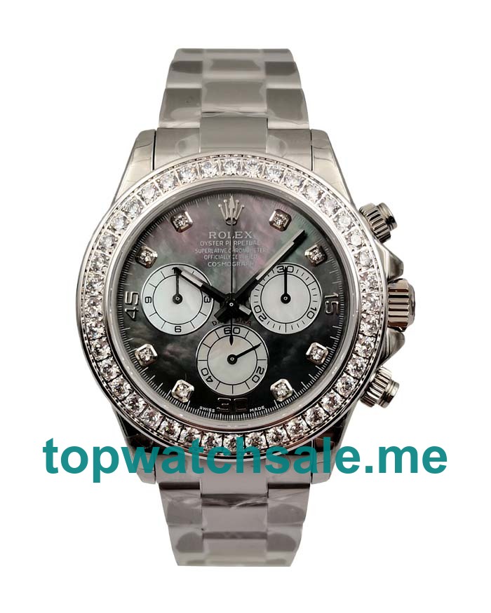 UK Swiss Movement Rolex Daytona 116519 Fake Watches With Black Mother-Of-Pearl Dials Online