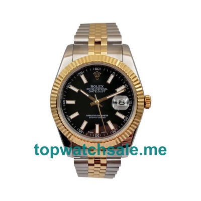 Replica Rolex Datejust II 116333 41MM EW Stainless Steel & Yellow Gold Black Dial Swiss 3235