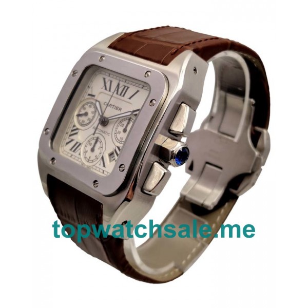 UK Swiss Movement Replica Cartier Santos 100 W20090X8 - 40 MM With Silver Dials For Sale