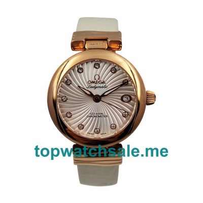 UK Best Quality Omega De Ville Ladymatic 425.63.34.20.55.001 Replica Watches With Mother-Of-Pearl Dials Online