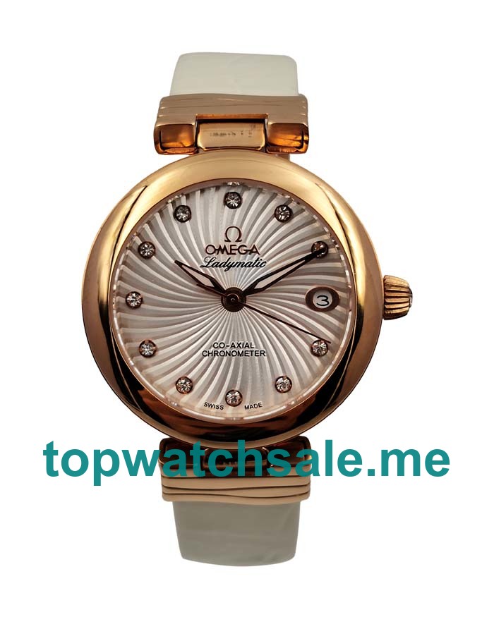 UK Best Quality Omega De Ville Ladymatic 425.63.34.20.55.001 Replica Watches With Mother-Of-Pearl Dials Online