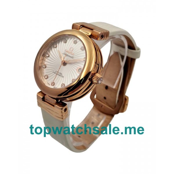 UK Best Quality Omega De Ville Ladymatic 425.63.34.20.55.001 Replica Watches With Mother-Of-Pearl Dials Online